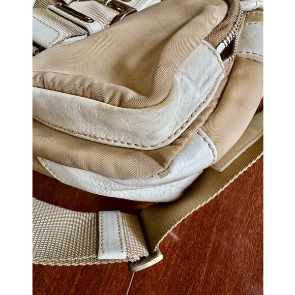 PRADA Vitello-Trimmed Tessuto Double Pocket Buckle Flap Shoulder Bag - Picture 13 of 16